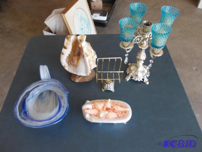 lot 55 image: Blue Votive Candle Holder, Shell, B...