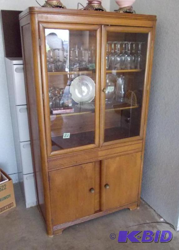 lot 82 image: Glass Door China Hutch With 2-Door ...