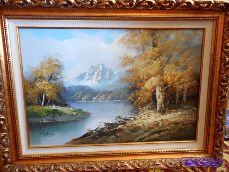 lot 8 image: 45x34 Signed Oil Painting Ornate