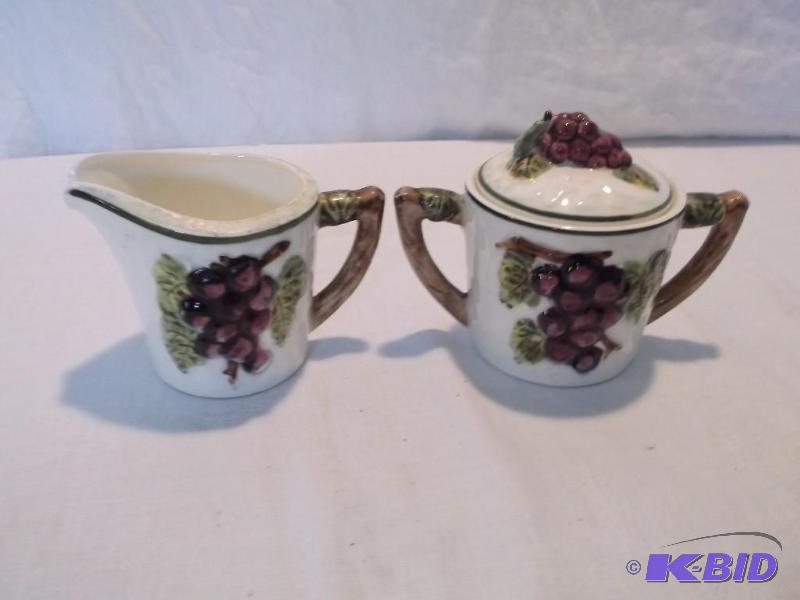 Cute Purple grape Cream &amp Sugar set in gr...