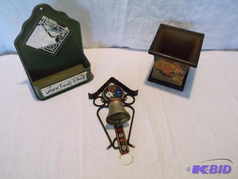 Lot with nice cast iron bell, planter &amp w...