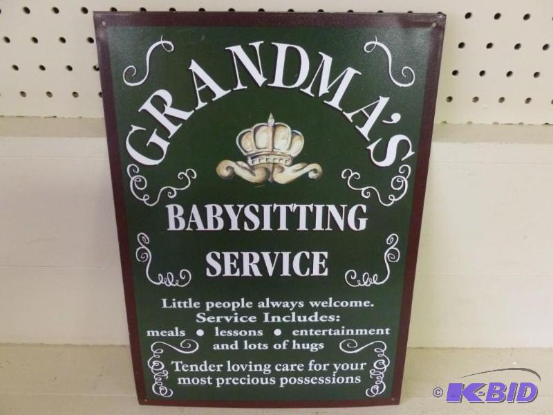 lot 127 image: Grandmas Babysitting Service metal...
