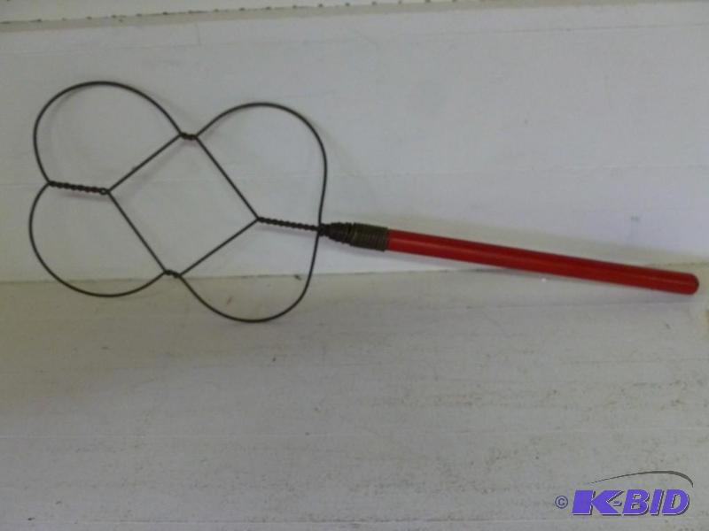 lot 128 image: Vintage red wood handled rug beater...