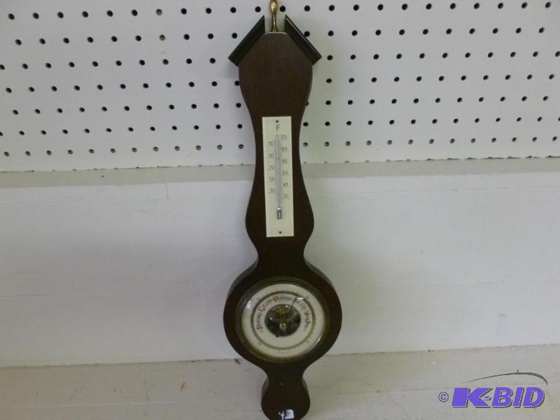 lot 130 image: Large wooden wall weather station t...