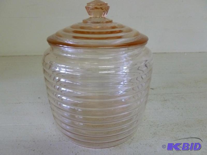 lot 145 image: Beautiful vintage pink beehive glas...