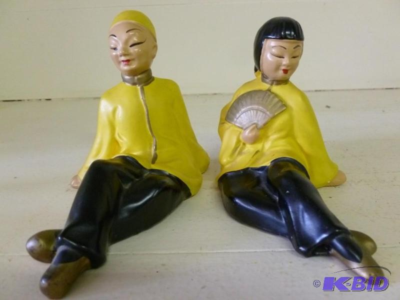 lot 156 image: Lot of two vintage hand painted cha...
