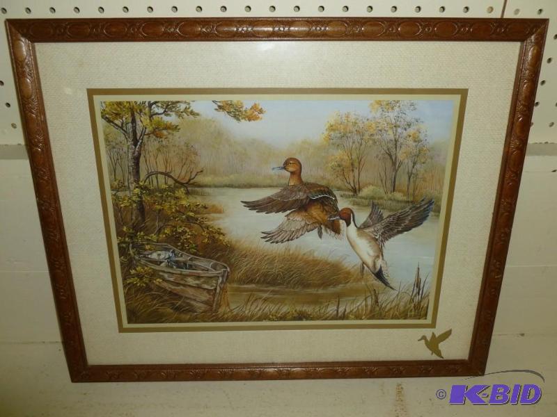 lot 24 image: V. West - Ducks wood framed and mat...