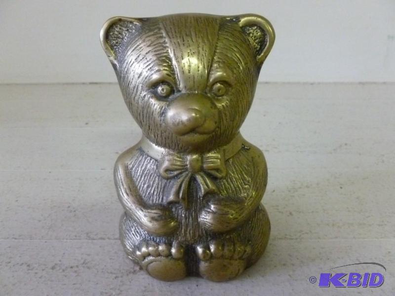 lot 42 image: Vintage cast brass teddy bear coin ...