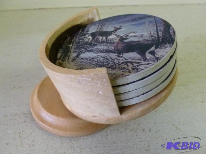 lot 78 image: Terry Redlin five piece coaster sto...