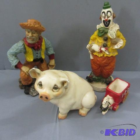 lot 50 image: Miner, Clown, Pig