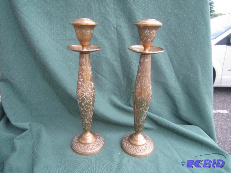 Pair of Metal Candleholders