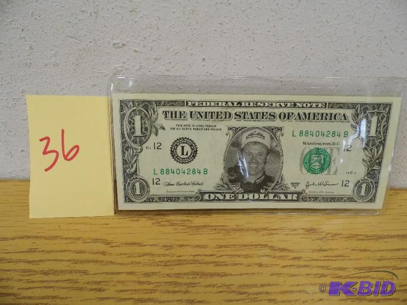 lot 36 image: Rusty Wallace Dollar Bill