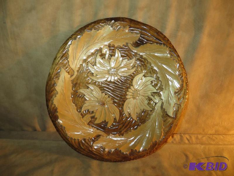 lot 58 image: Hand-Carved Wood Plate