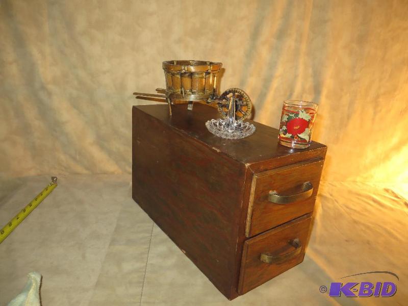 lot 68 image: 2 Drawers (from a cabinet), Decorative Single Wheeled Planter, Crystal Ring Holder, Votive