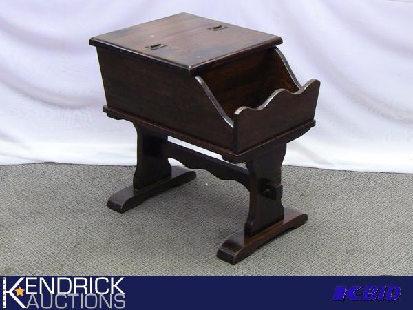 lot 14 image: Vintage Solid Wood End Table with BookMagazine Cubby