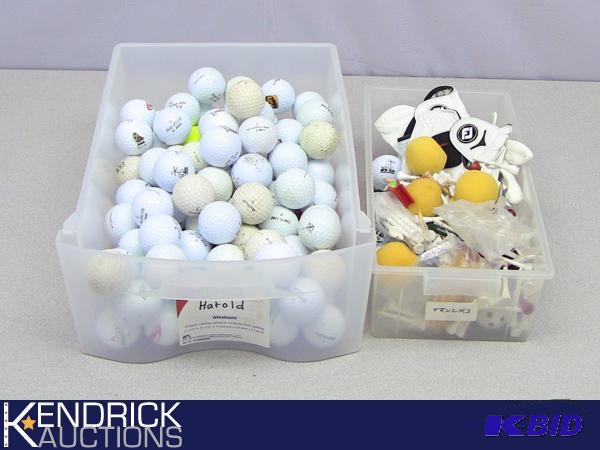 lot 140 image: Lot of 100 Golf Balls, and Golfing Accessories