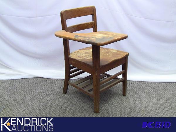 lot 20 image: Antique Solid Wood School Desk
