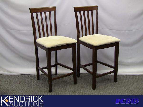 lot 24 image: 2 Tall Wood Bar Type Chairs