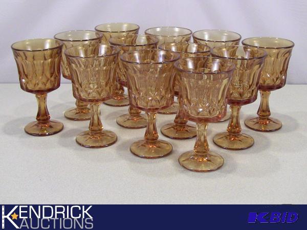 lot 81 image: 12 Vintage Amber Colored Wine Glasses
