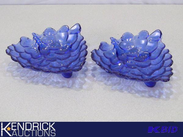 lot 88 image: Vintage Cobalt Blue Grape Vine Candy Dishes