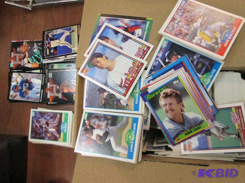 Full box of assorted baseball cards, not real...