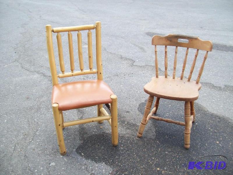 Wooden chairs -(1) log style &amp (1) tradit...