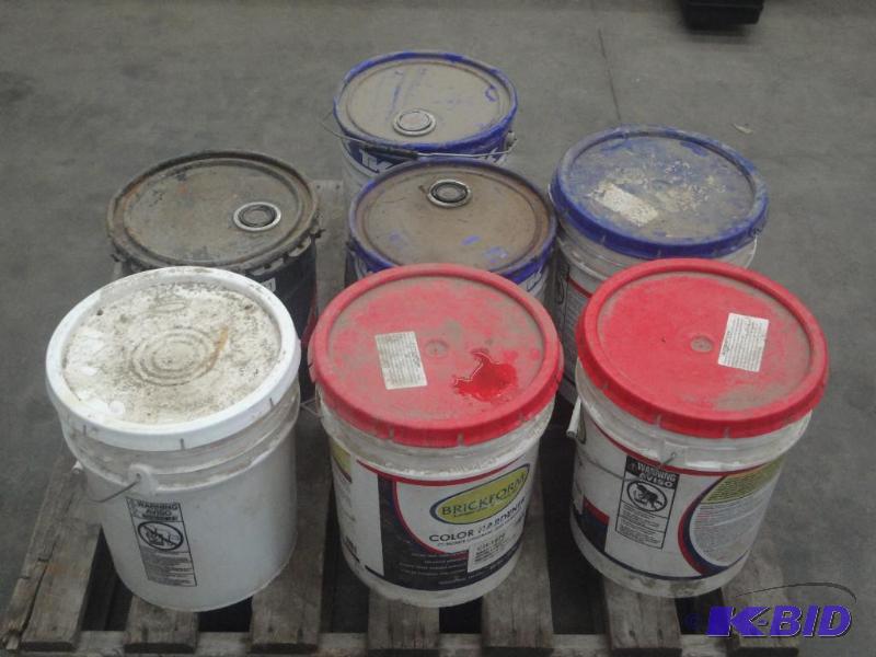 lot 13 image: Pallet Lot (7) Buckets Of Brick Form, Some E...