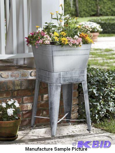 lot 102 image: Wash Tub Planter and Stand -&nbspOld-fashion...