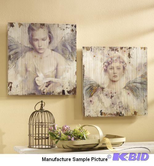 lot 111 image: Set of 2 Angel Wall Plaques -&nbspScreen-pri...