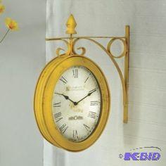 lot 119 image: Two Sided Clock - Side mount to a wall - Can ...