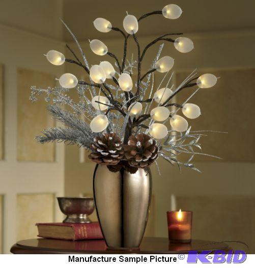 lot 13 image: Lighted Silver Dollar Arrangement In Vase -&n...