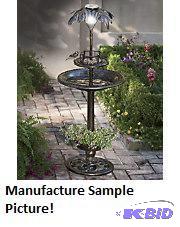 lot 152 image: Palm Tree Solar Light Bird BathBird Feeder -...
