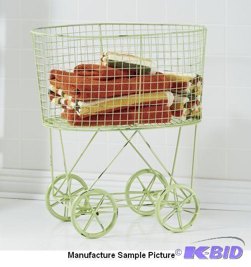 lot 17 image: Vintage Rolling Basket - Sage Green -&nbspHe...