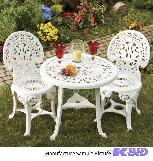 lot 18 image: White Crown Three Piece Outdoor Bistro Set -&...