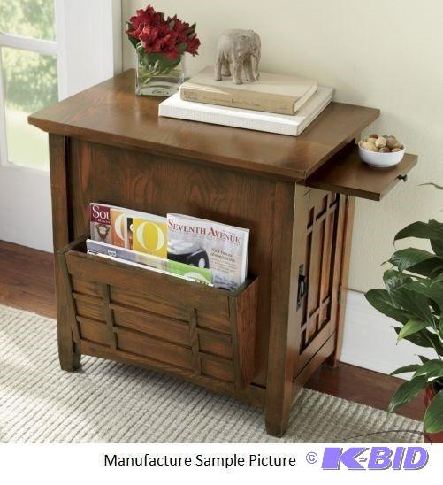 lot 19 image: Oak Finish Mission Magazine Table -&nbspTalk...