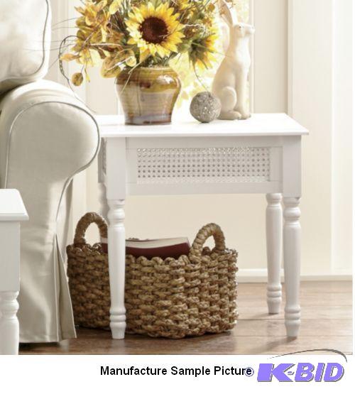 lot 2 image: White Cane Side Table -&nbspNostalgic charm ...