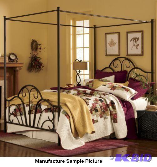 lot 20 image: Black Dovertex Canopy Bed - Headboard, Footbo...