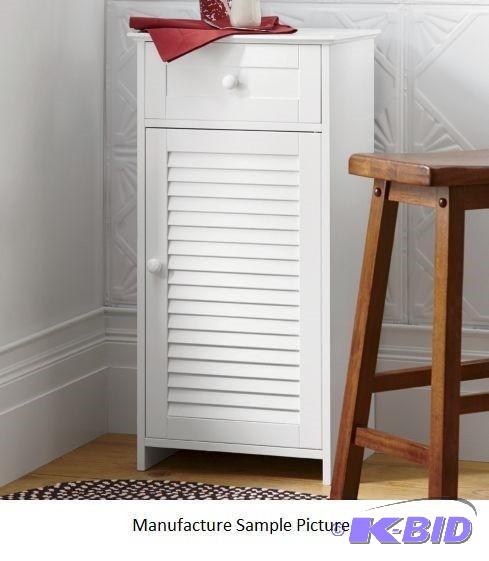 lot 28 image: White Shutter Door Cabinet -&nbspCute, compa...