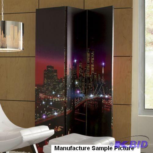 lot 30 image: Three Section LIT Cityscape Screen - &quotLi...