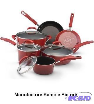 lot 4 image: Rachael Ray 10 Piece Cookware Set - Red Gradi...