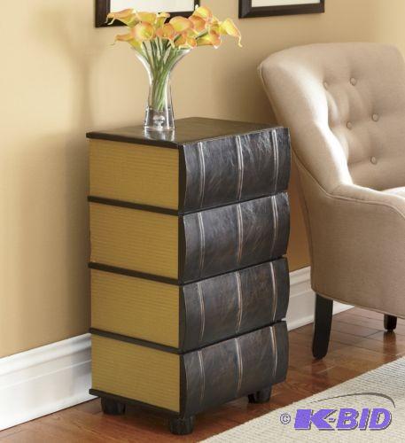 lot 55 image: Like Leather Four Drawer Book Cabinet -Book l...