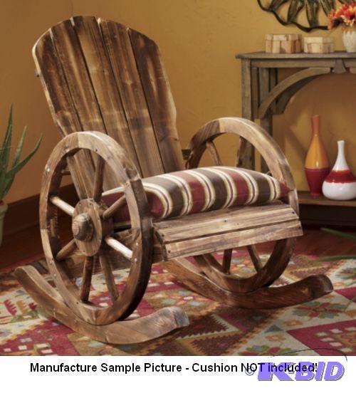 lot 79 image: Wagon Wheel Rocker - Retail $189.00 - Cushion...