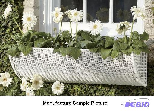 lot 8 image: White Wicker Planter - 36" long -&nbspL...