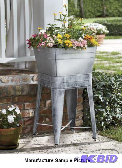 lot 83 image: Wash Tub Planter and Stand -&nbspOld-fashion...