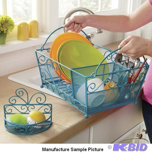 lot 86 image: Island Blue Drainer and Sponge Rack Set -&nbs...