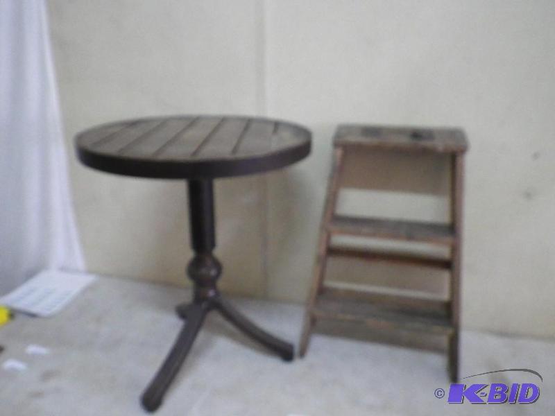 small table and step stool...