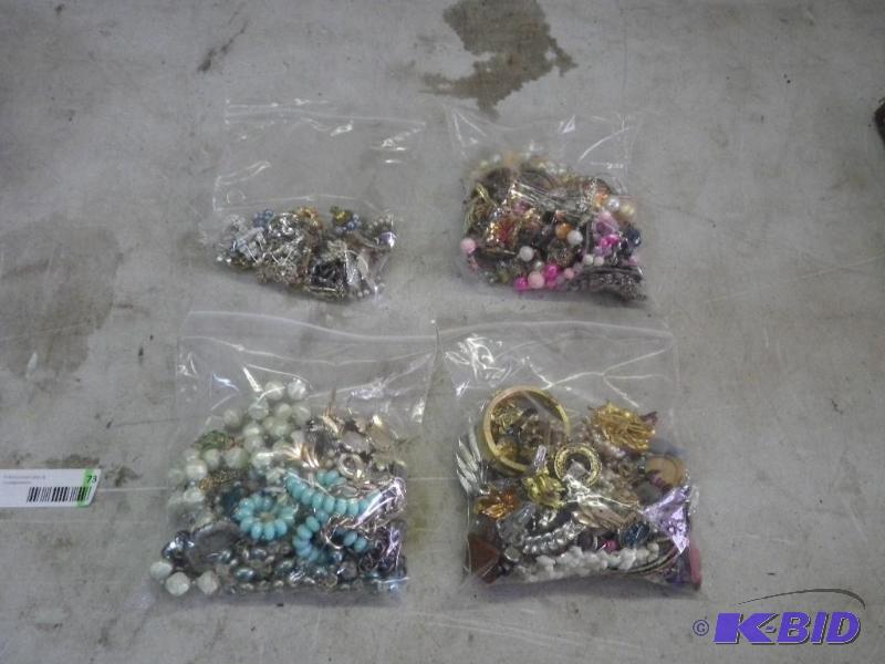 4 bags of costume jewelry...