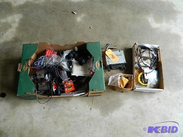 lot 141 image: Box Lot Kenwood AM FM Cassette, 2 Pair of Bi...