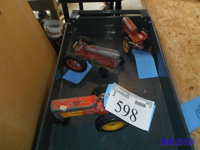 lot 598 image: (3) Die-Cast Toy Tractors...