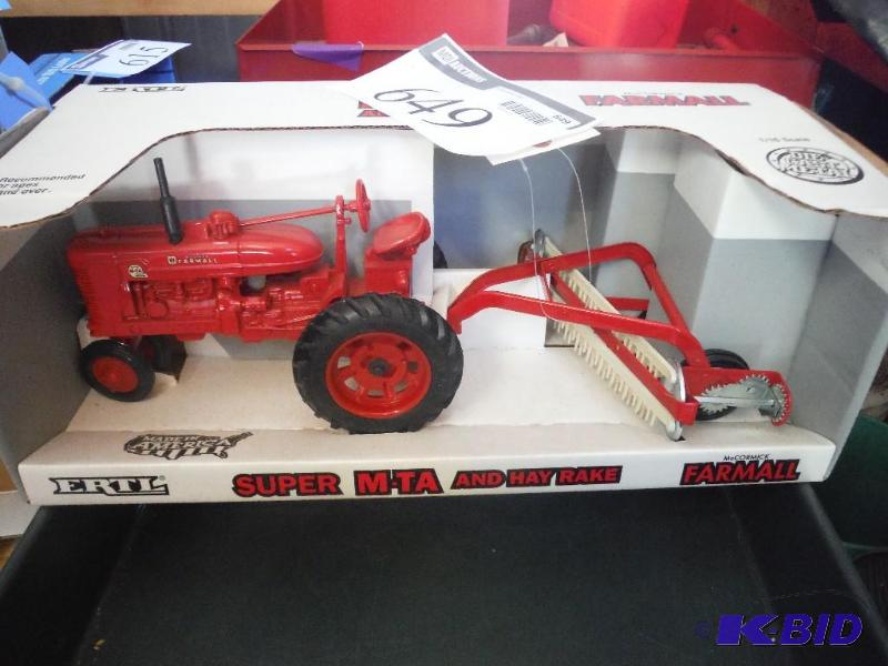 lot 649 image: Farmall Super M-TA Tractor and Hay Rake...